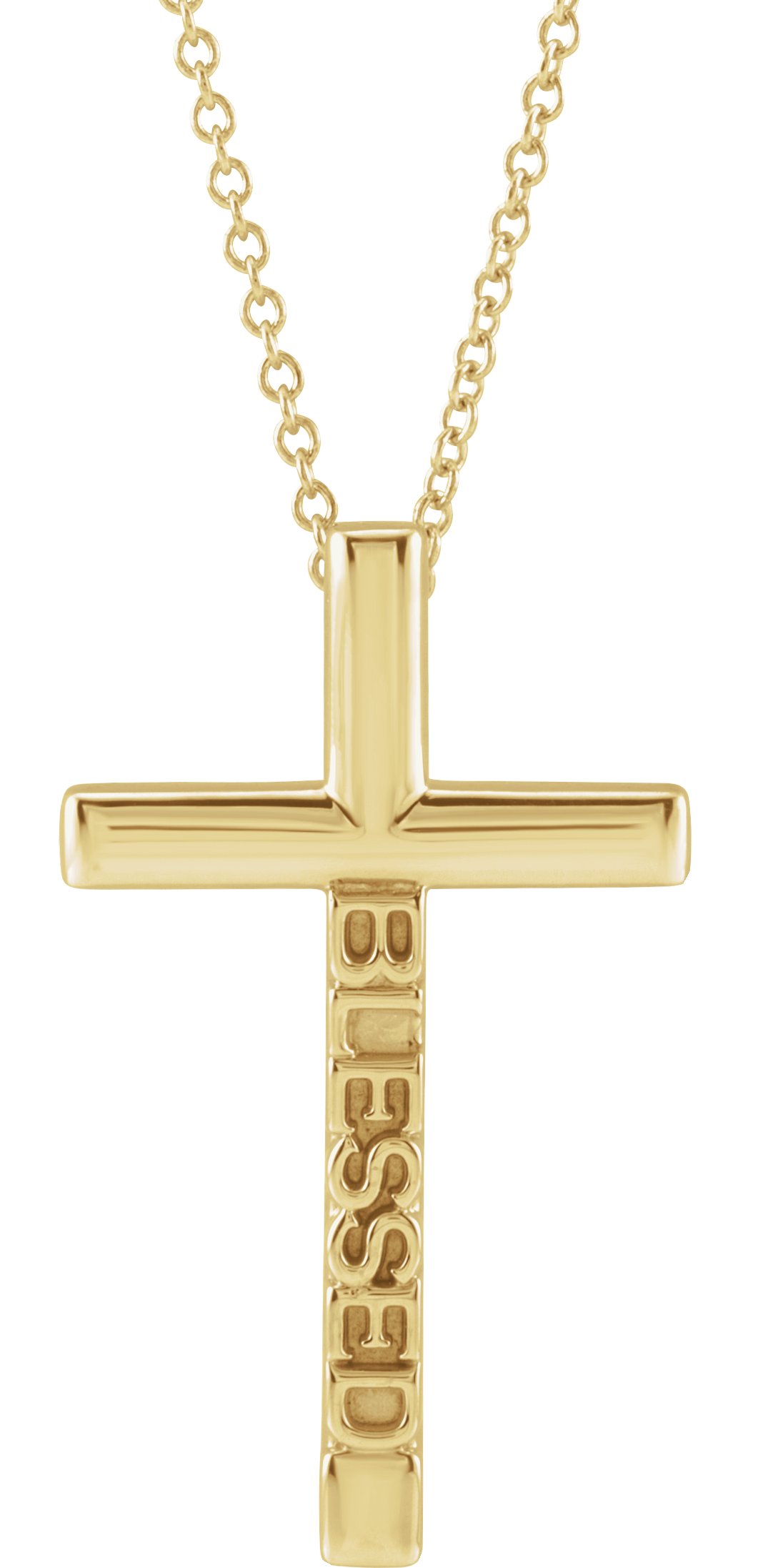 14K Yellow 25x15.05 mm Blessed Cross 16-18" Necklace