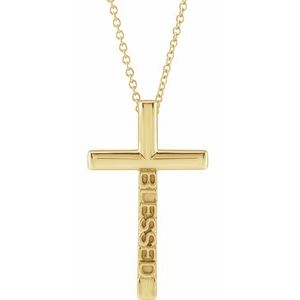 14K Yellow 25x15.05 mm Blessed Cross 16-18" Necklace