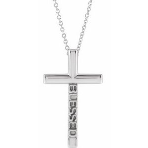 14K White 25x15.05 mm Blessed Cross 16-18" Necklace