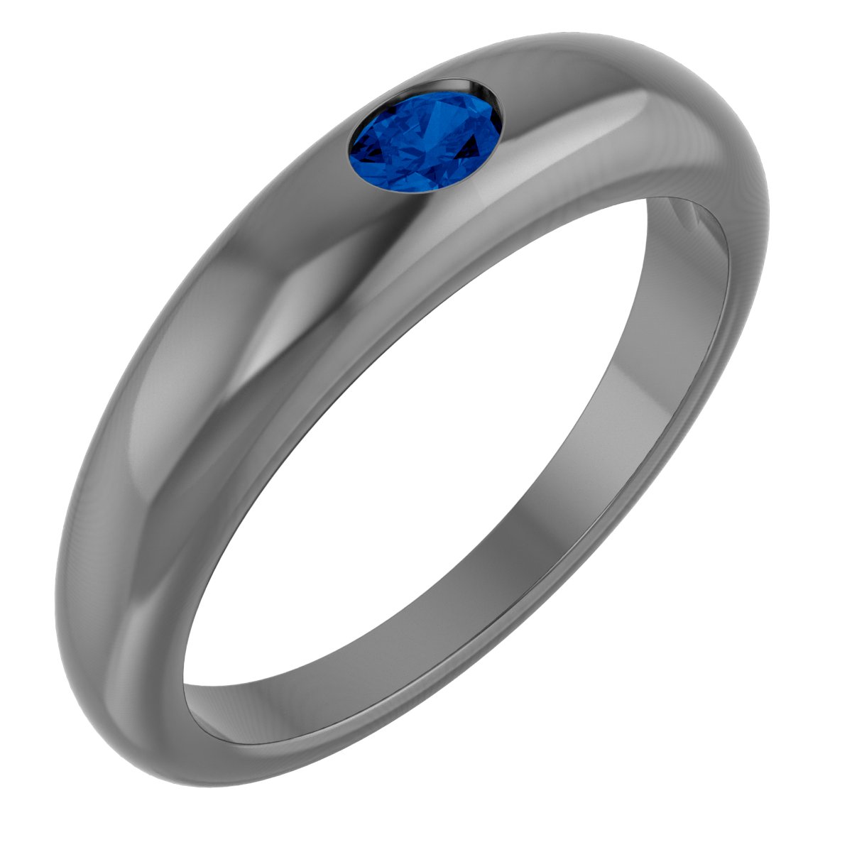 Platinum Natural Blue Sapphire Dome Ring