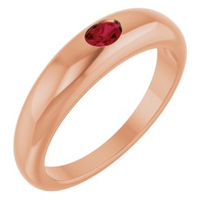 14K Rose Natural Ruby Dome Ring