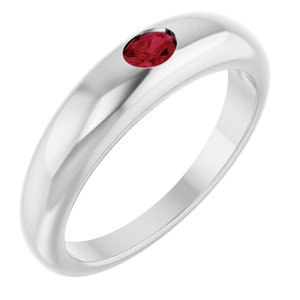 Platinum Natural Ruby Dome Ring