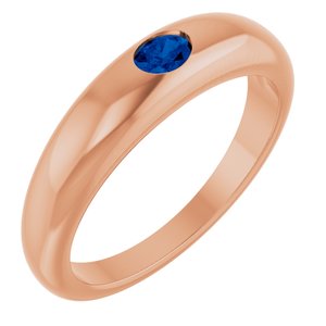 14K Rose Natural Blue Sapphire Dome Ring