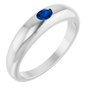 Sterling Silver Natural Blue Sapphire Dome Ring