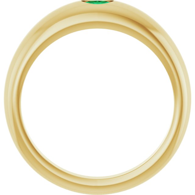 14K Yellow Natural Emerald Dome Ring
