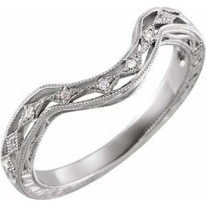 14K White .04 CTW Diamond Matching Band for 8x6 Emerald Ring