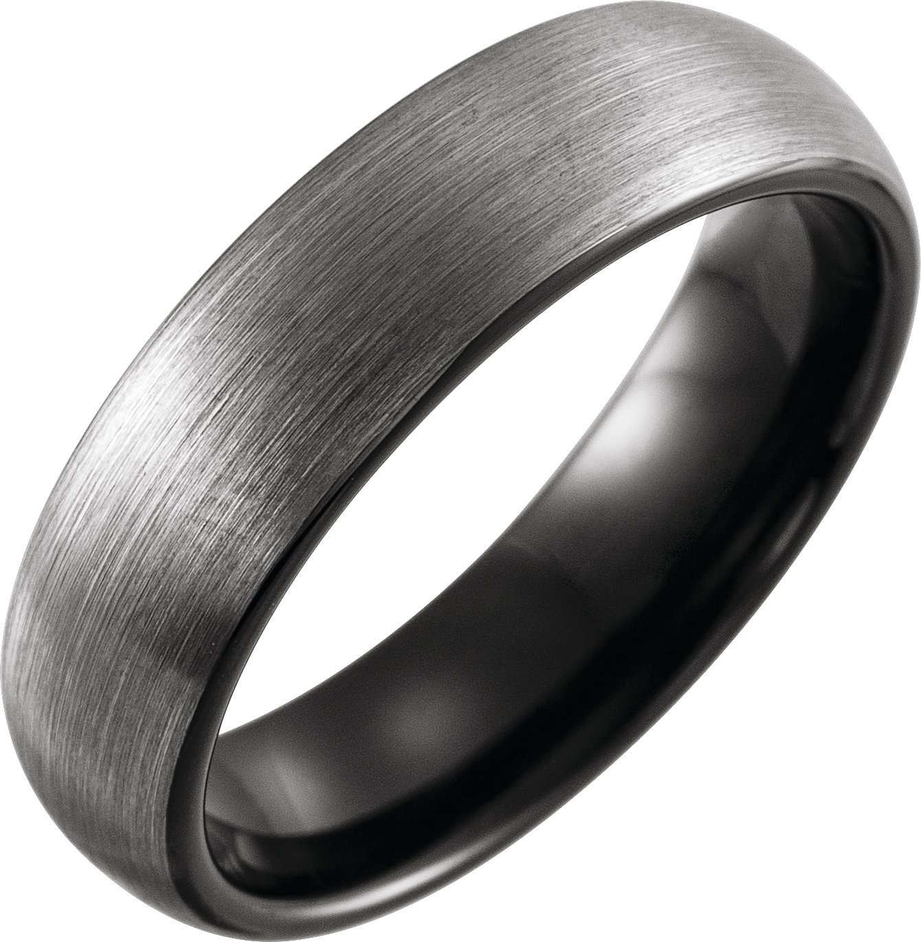 Black PVD Tungsten 6 mm Half Round Satin Band Size 8 