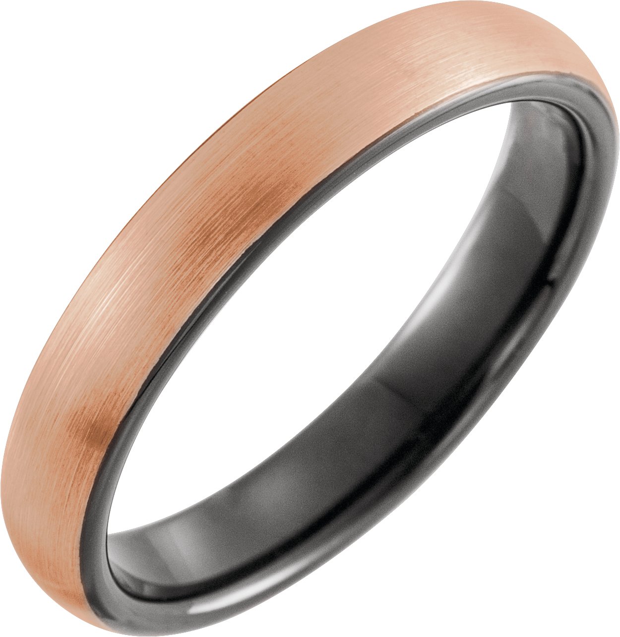 18K Rose Gold PVD & Black PVD Tungsten 4 mm Size 8.5 Band 