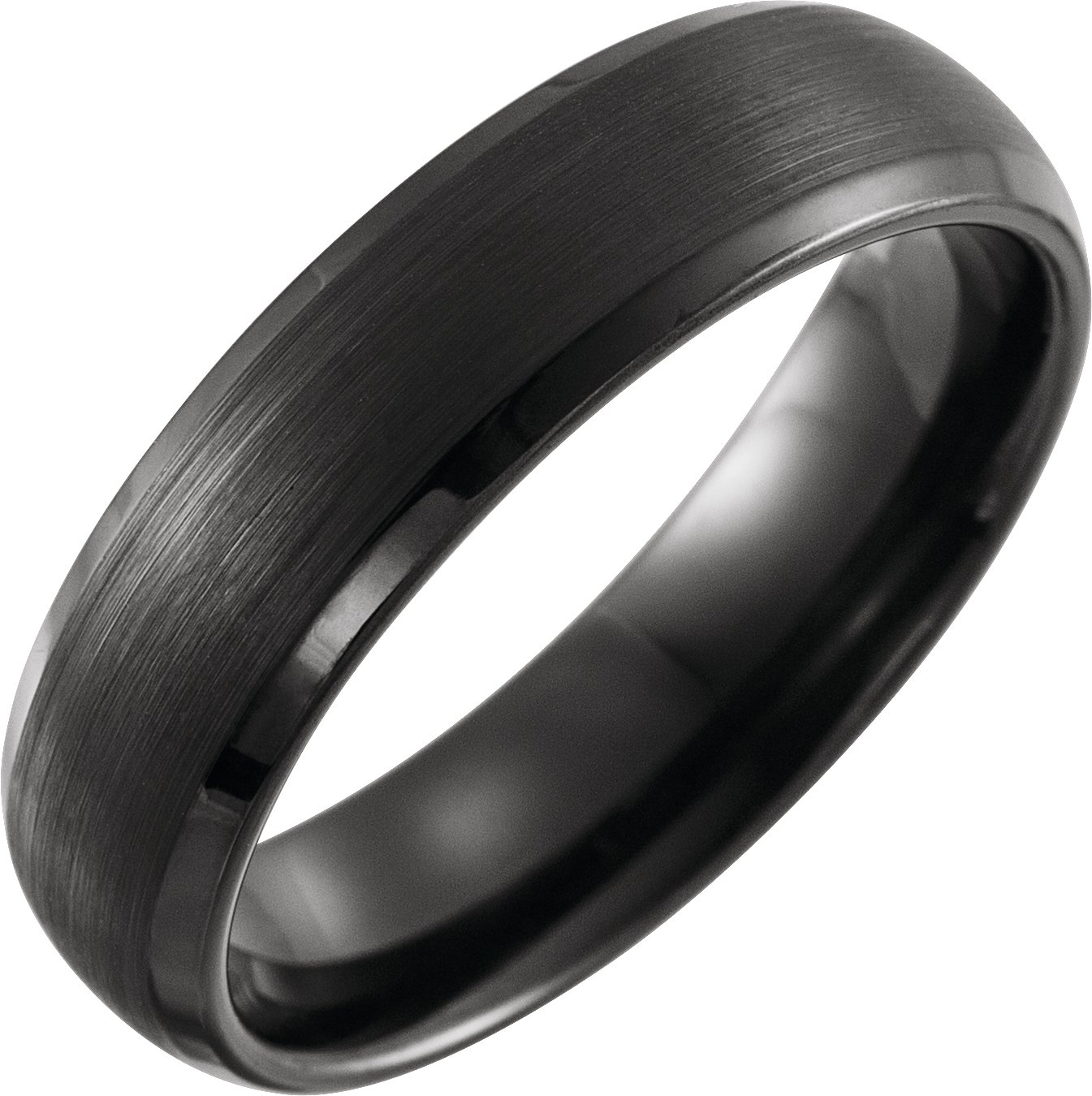Black PVD Tungsten 6 mm Beveled Satin Band Size 10.5
