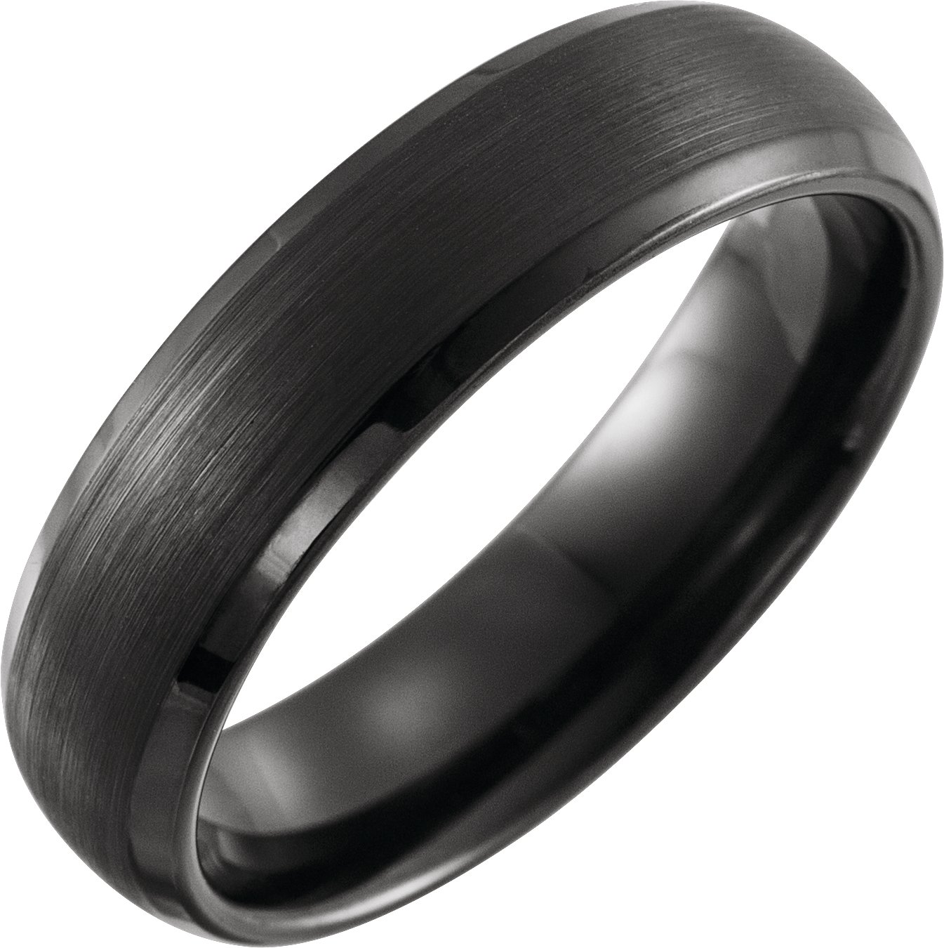 Black PVD Tungsten 6 mm Beveled Satin Band Size 8