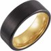 18K Yellow Gold PVD & Black PVD Tungsten 8 mm Flat Edge Size 10 Band with Satin Finish