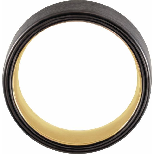 18K Rose Gold PVD & Black PVD Tungsten 8 mm Flat Satin Band Size 10
