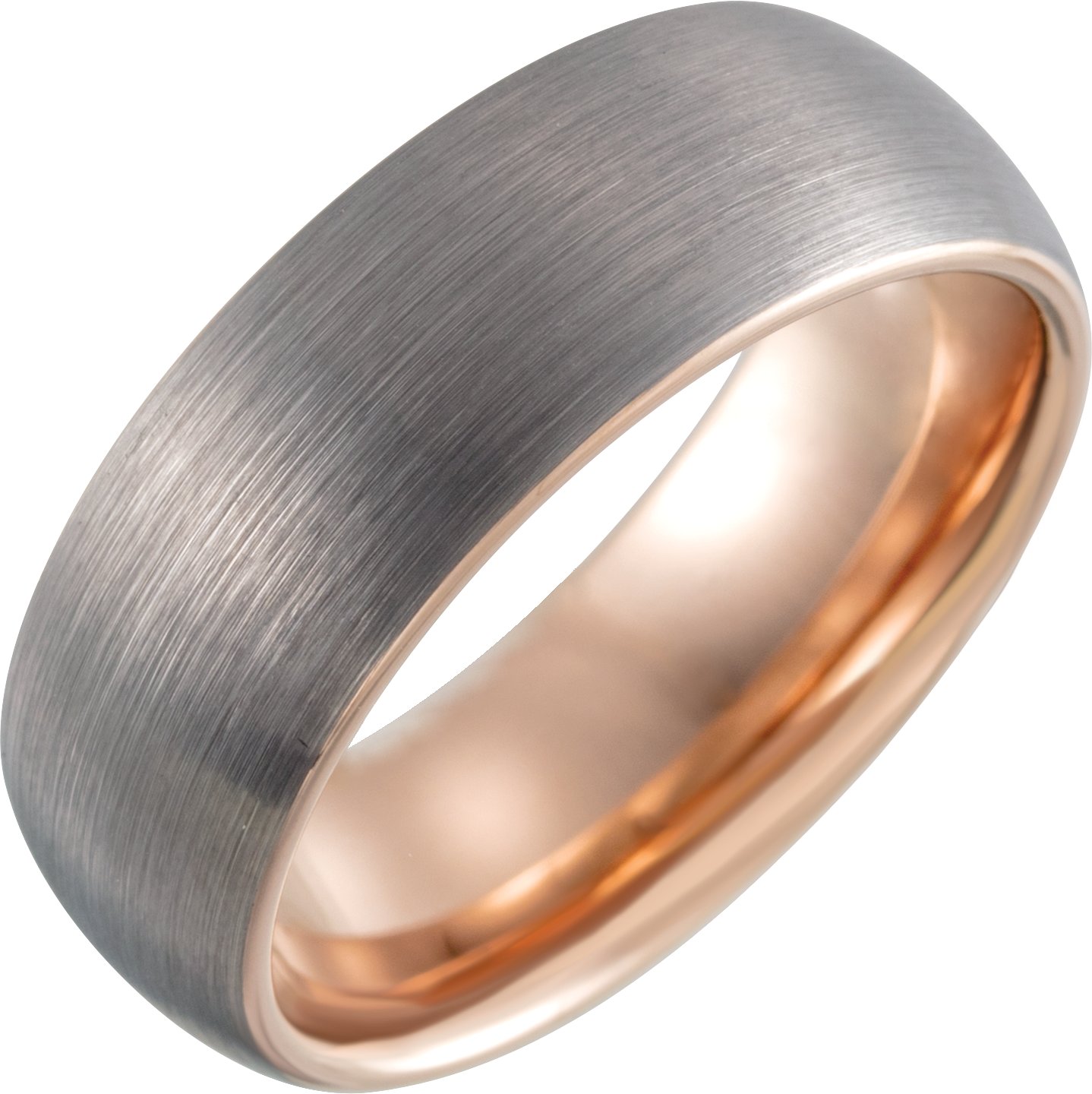 18K Rose Gold PVD Tungsten 8 mm Half Round Size 11 Band  With Satin Finish