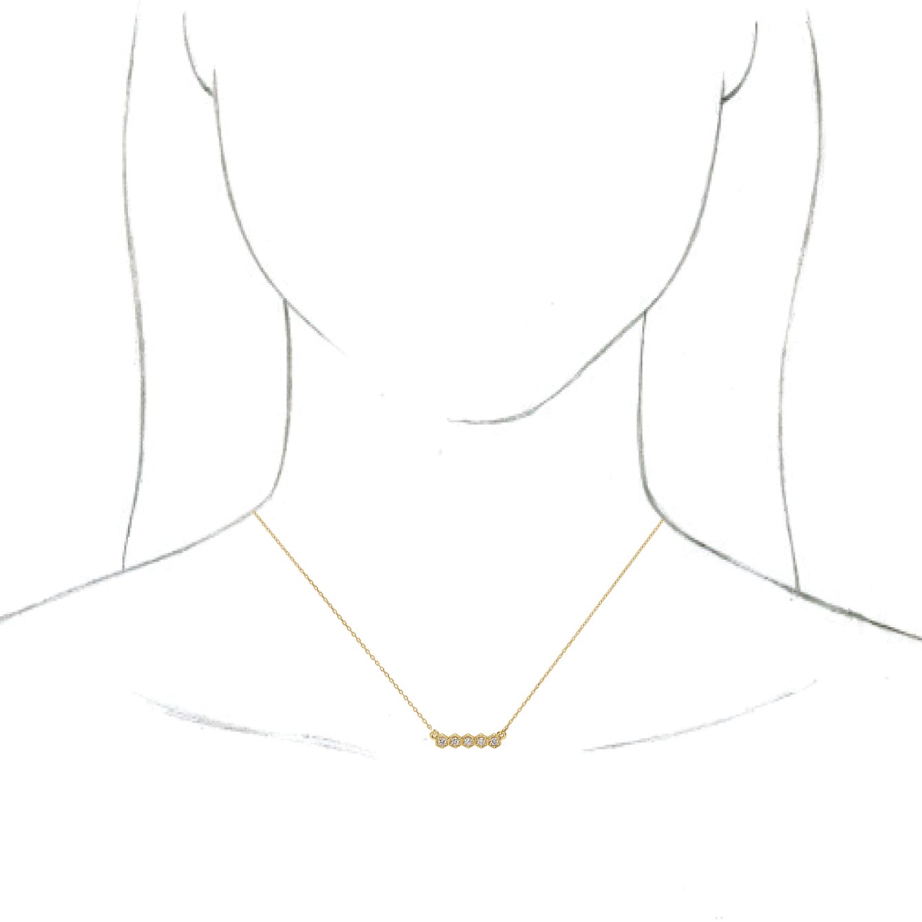 14K Yellow 1/5 CTW Diamond Bar 16-18 Necklace 