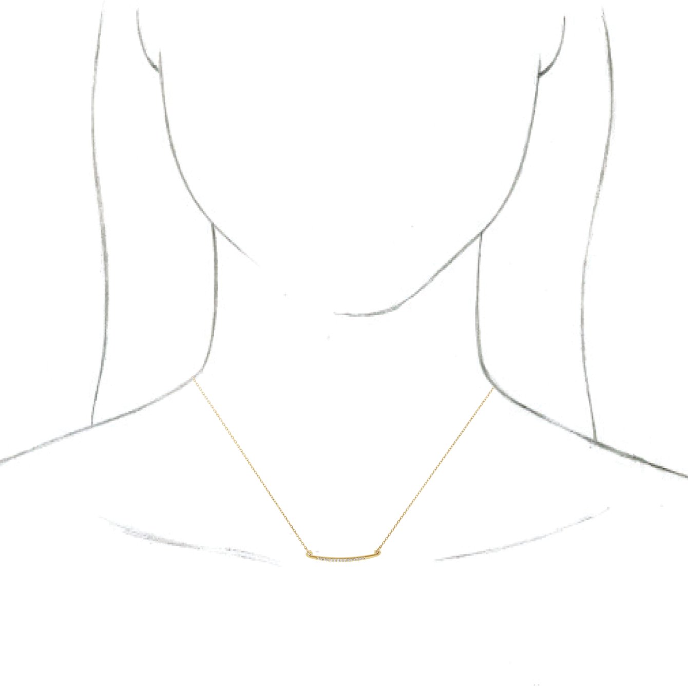 14K Yellow .05 CTW Diamond Curved Bar 16-18 Necklace