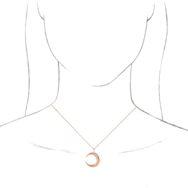14K Rose Crescent Moon 16-18 Necklace 