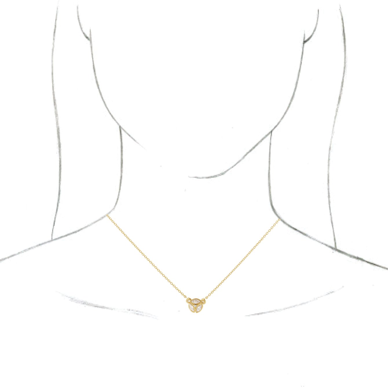 14K Yellow 3-Stone Marquise Diamond 16-18 Necklace