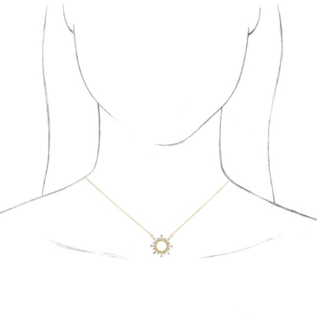 14K Yellow 3/8 CTW Natural Diamond Circle 18 Necklace