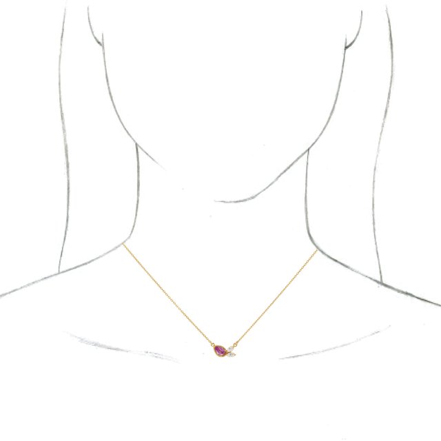 14K Yellow Natural Pink Sapphire & 1/6 CTW Natural Diamond 18 Necklace 