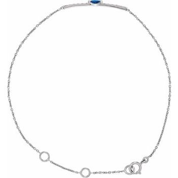 14K White Blue Sapphire and .06 CTW Diamond Bar 5 7 inch Bracelet Ref. 17325004