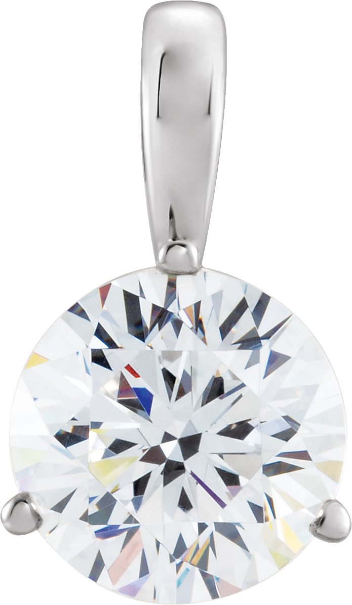 14K White 3/4 CT Lab-Grown Diamond Pendant 