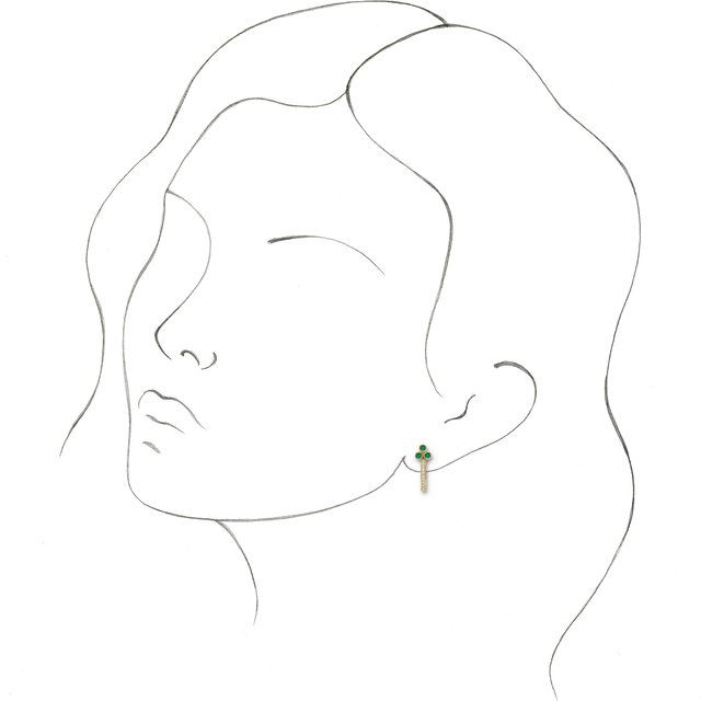 14K Yellow Emerald & 1/4 CTW Diamond J-Hoop Earrings