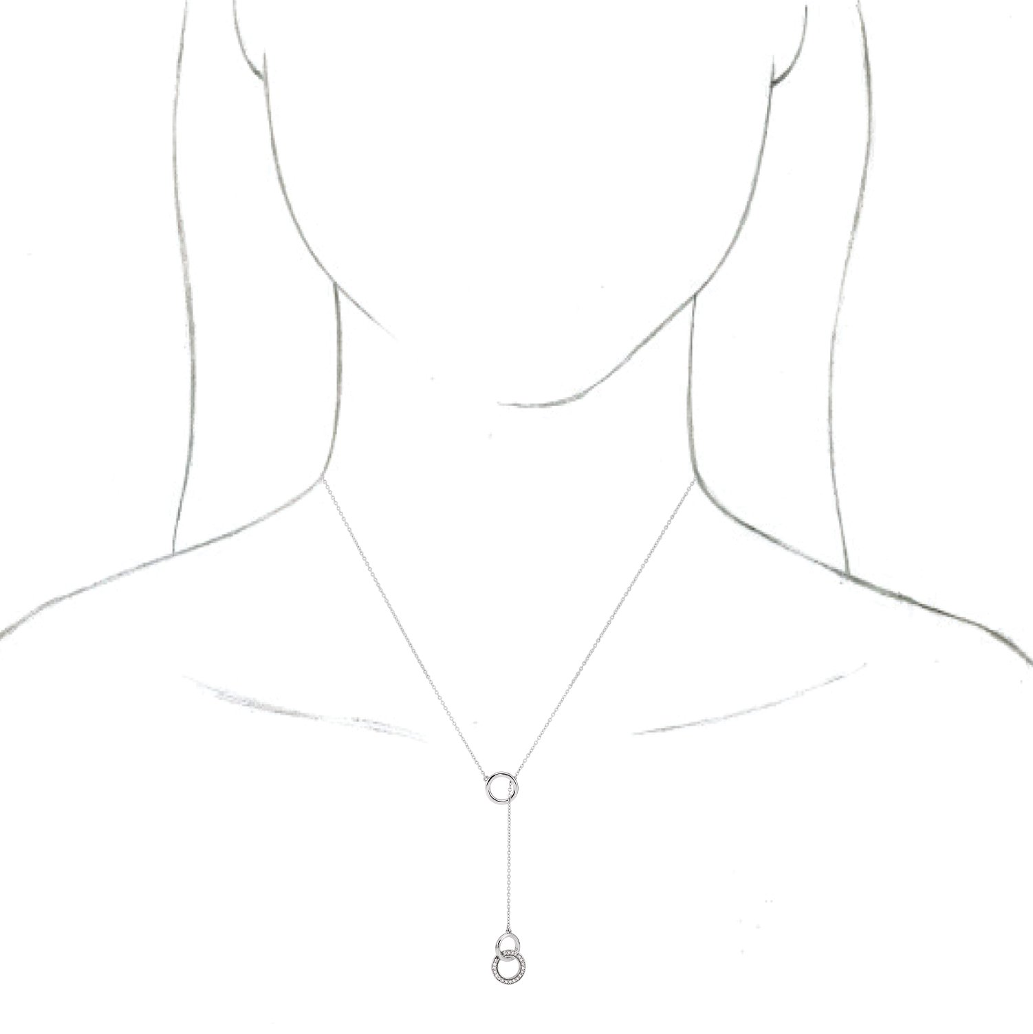 14K White 1/10 CTW Natural Diamond Circle Y 16-18 Necklace
