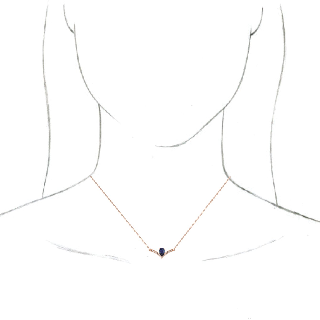 14K Rose Lab-Grown Blue Sapphire & .06 CTW Diamond 18 Necklace