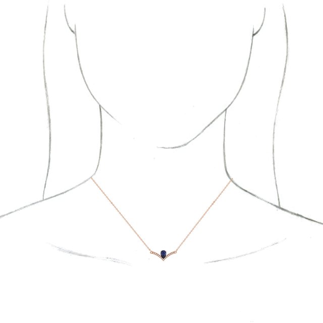14K Rose Lab-Grown Blue Sapphire & .06 CTW Natural Diamond 18 Necklace