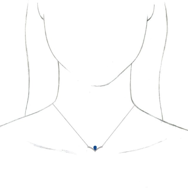 14K White Blue Sapphire & .06 CTW Diamond 18 Necklace           