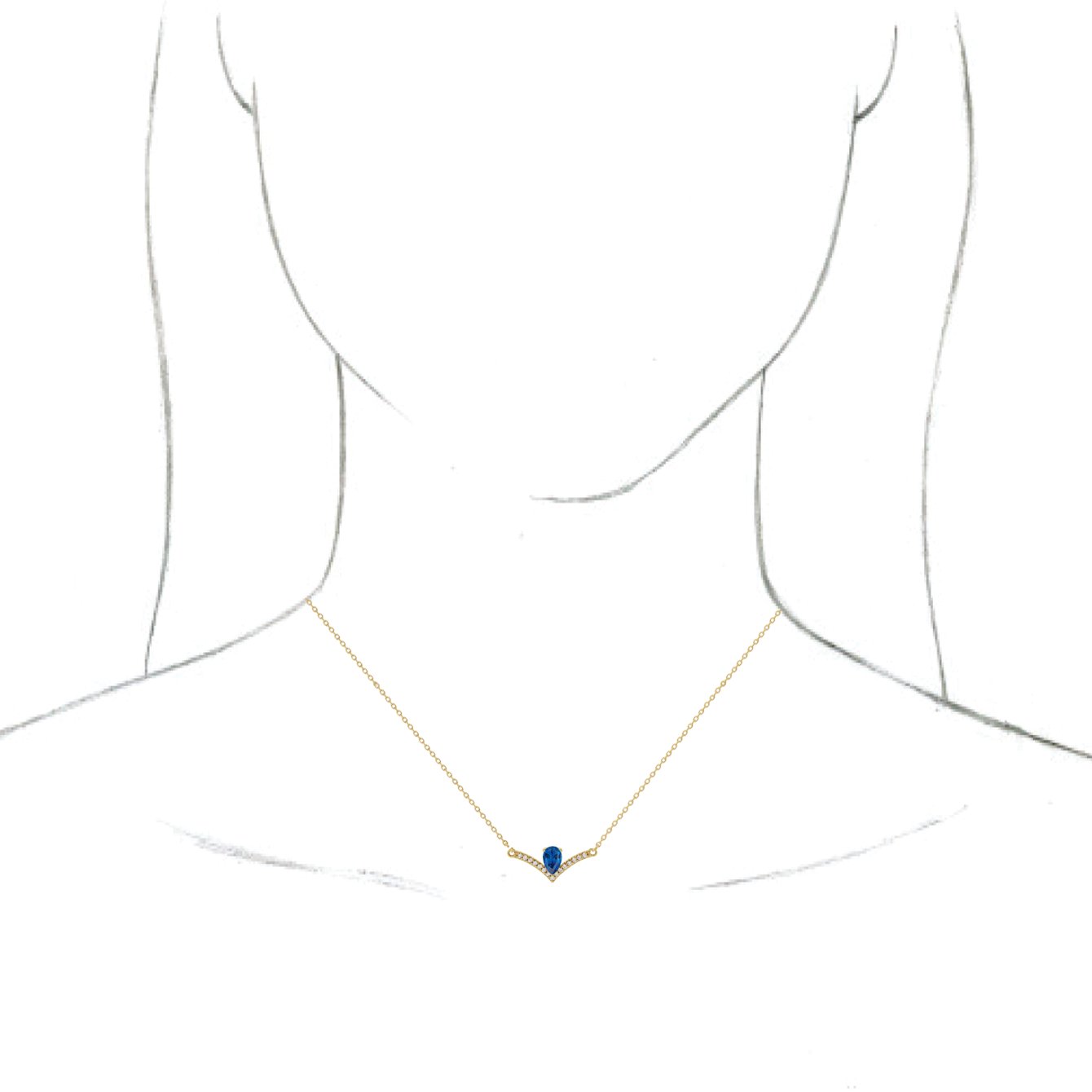 14K Yellow Blue Sapphire & .06 CTW Diamond 18 Necklace           