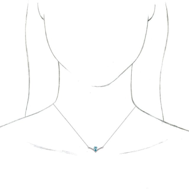 14K White Blue Zircon & .06 CTW Diamond 18 Necklace        