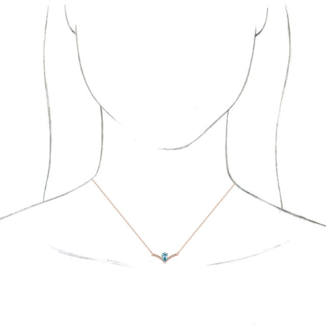 14K Rose Blue Zircon & .06 CTW Diamond 18 Necklace        