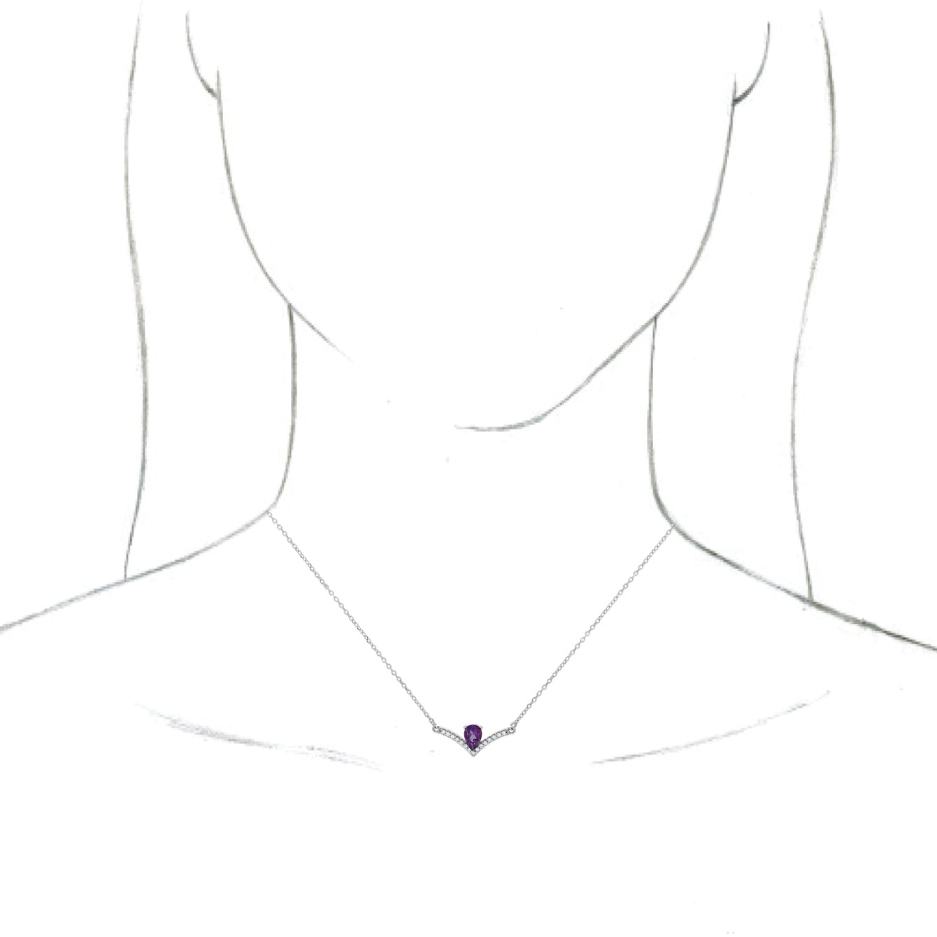 14K White Amethyst & .06 CTW Diamond 18 Necklace              