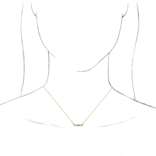 14K Yellow Natural Blue Zircon & 1/8 CTW Natural Diamond 16 Necklace