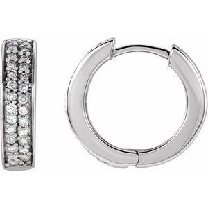 14K White 1/3 CTW Natural Diamond 14 mm Hoop Earrings