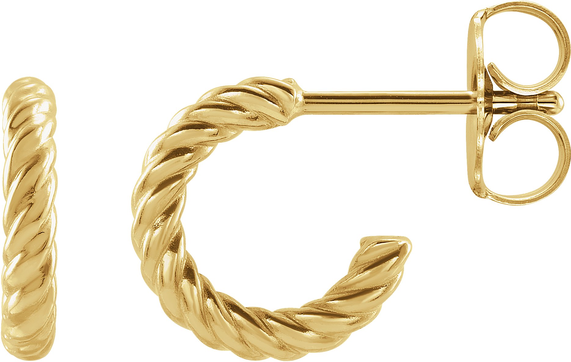 14K Yellow Rope 9 mm Hoop Earrings