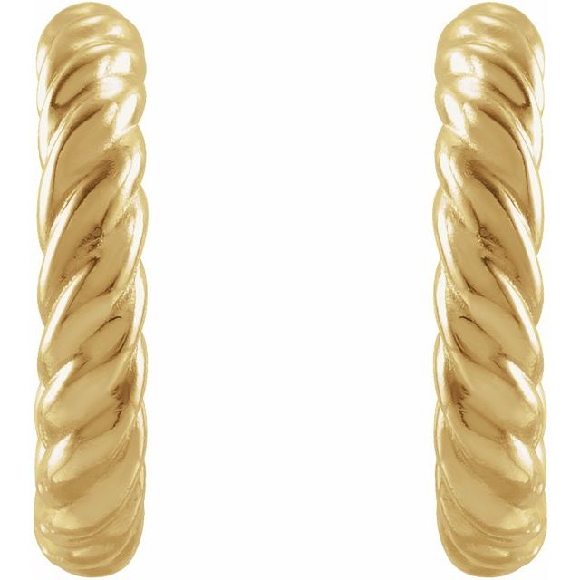 14K Yellow 9 mm Rope Hoop Earrings