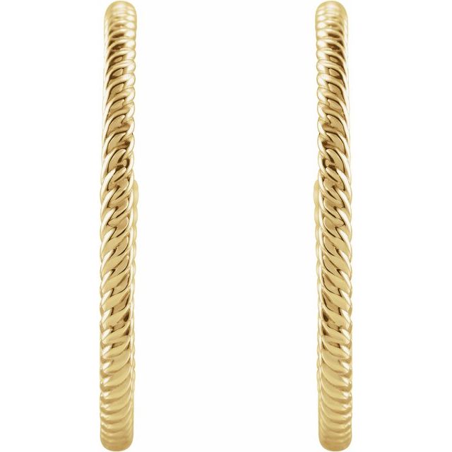 14K Yellow 25 mm Rope Hoop Earrings