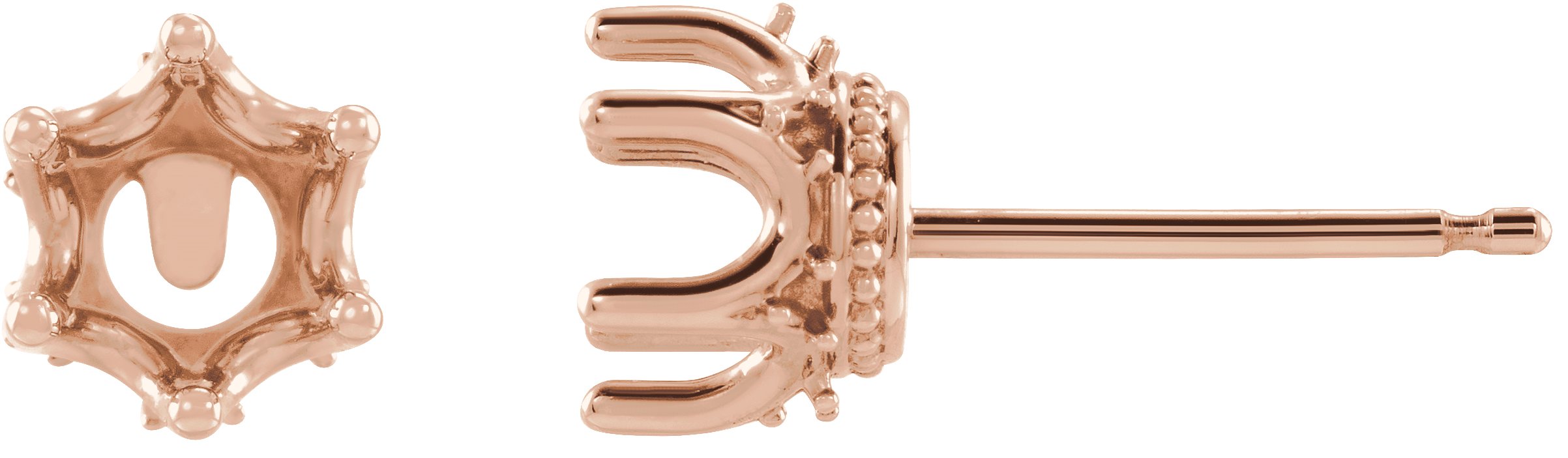 Round 6-Prong Accented Crown Stud Earrings