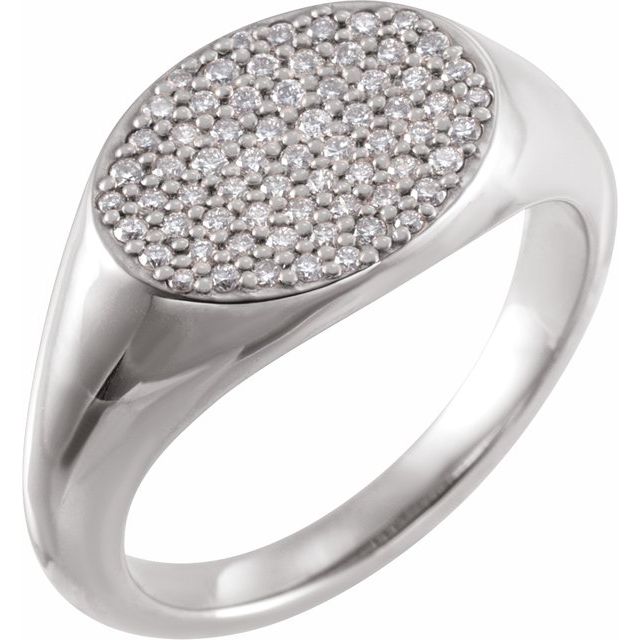 14K White 1/4 CTW Diamond Pavé Ring Size 3