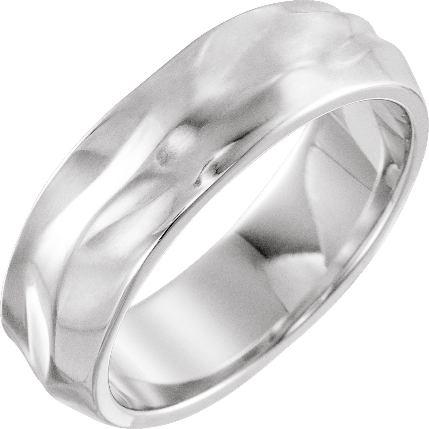 14K White 6 mm Textured Band Size 10.5