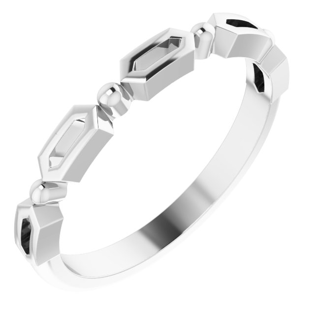 14K White Stackable Geometric Ring 