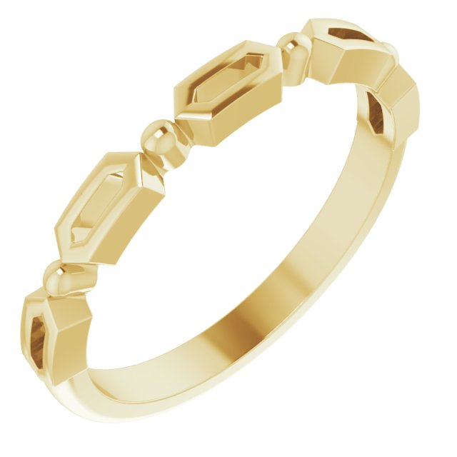 14K Yellow Stackable Geometric Ring 