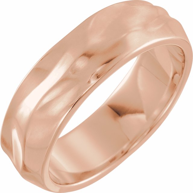 18K Rose 6 mm Textured Band Size 7