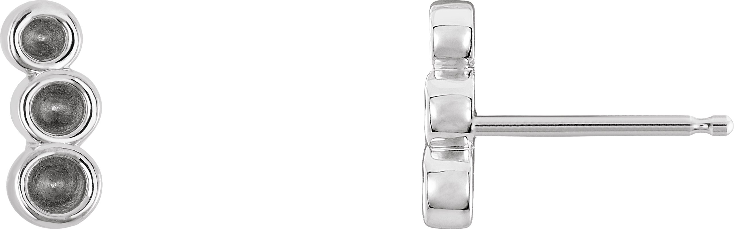 Sterling Silver Petite Three-Stone Ear Climber Mounting
