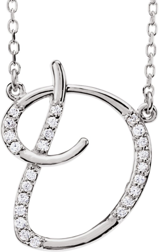 14K White 1/10 CTW Natural Diamond Initial D 16" Necklace