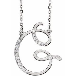 14K White 1/10 CTW Natural Diamond Initial G 16" Necklace