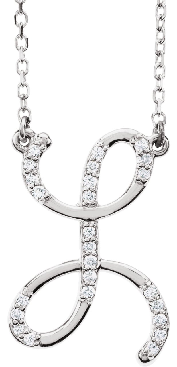 14K White 1/10 CTW Natural Diamond Initial L 16" Necklace