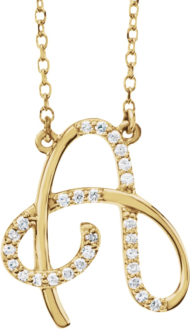 14K Yellow 1/10 CTW Natural Diamond Initial A 16" Necklace